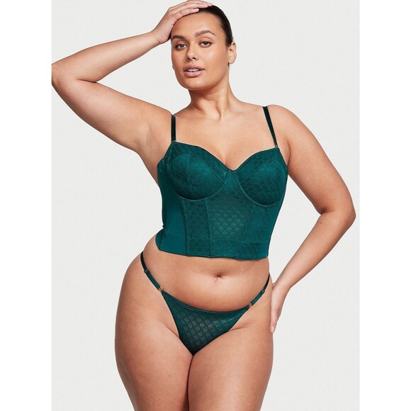Victoria's Secret Corset Top Green Bustier Women’s Size 34D Removable Straps NWT - Picture 2 of 14